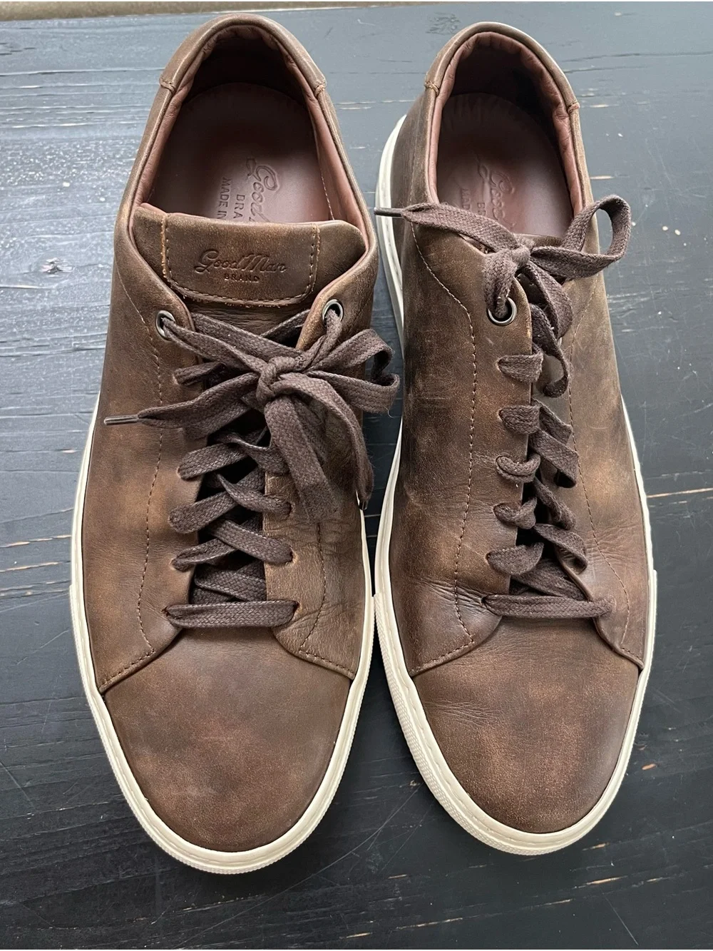 Good Man Brand Edge Court Italian Leather Sneakers Brown Men's. Size 9